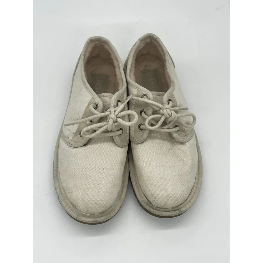UGG Australia Men's Newmel Shoes Sz 8 Walking White Low Canvas Casual